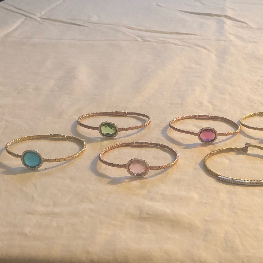Crystal and gold plate bracelets